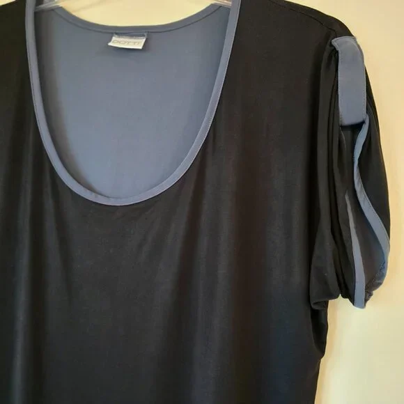 Dotti Black SS Mini Dress Scoop Neck Grey Trim Med/Lge? - Picture 3 of 16
